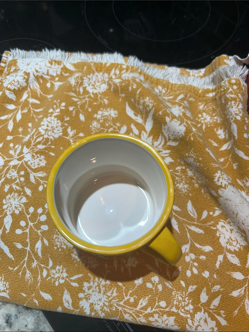 Anthropologie Yellow and White Hand-Painted Ceramic Mug with letter K